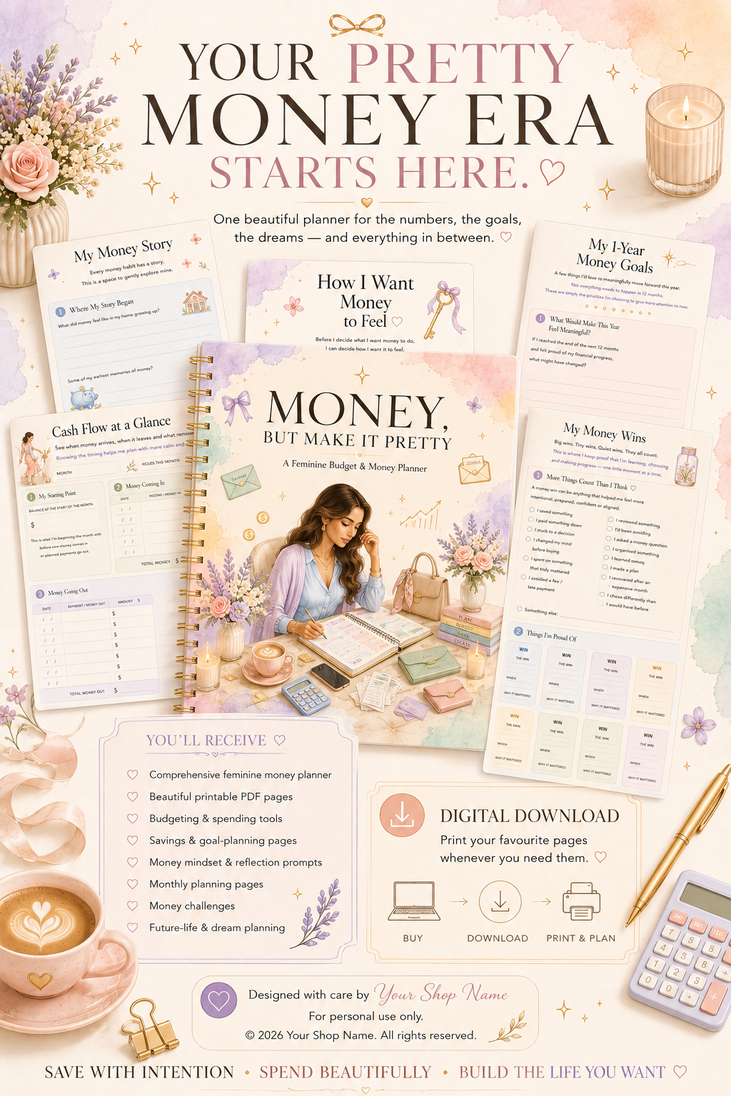 💸 Money, But Make It Pretty | Feminine Budget & Money Planner ✨